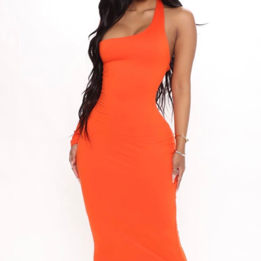 One shoulder midi dress
